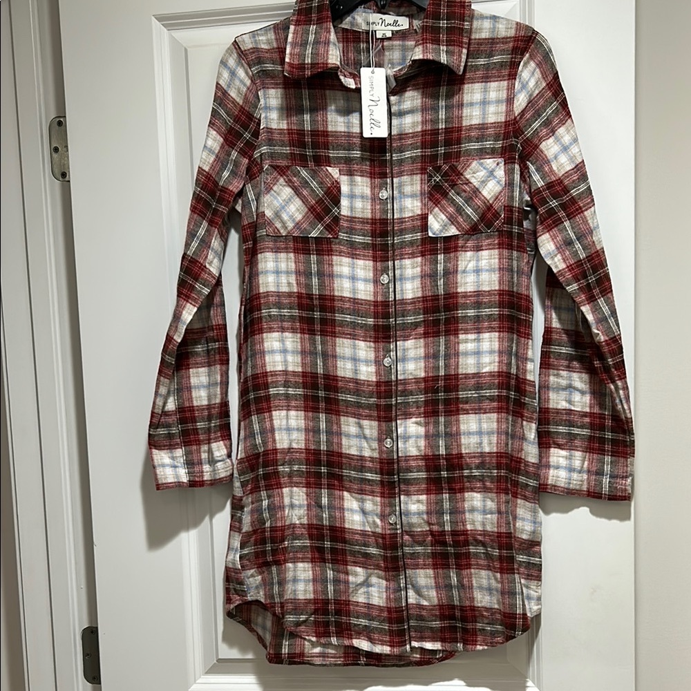 Simply Noelle Red and White Plaid Nightshirt